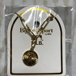 MLB LA Dodgers Gold Pendant on a Gold Paperclip Chain.